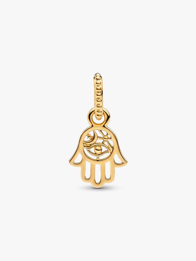 Protective Hamsa Hand Dangle Charm 14k gold plating