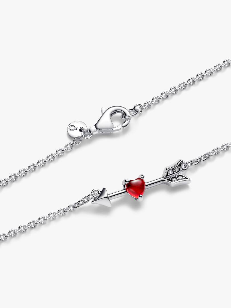 FINAL SALE - Arrow & Murano Glass Heart Necklace Sterling silver
