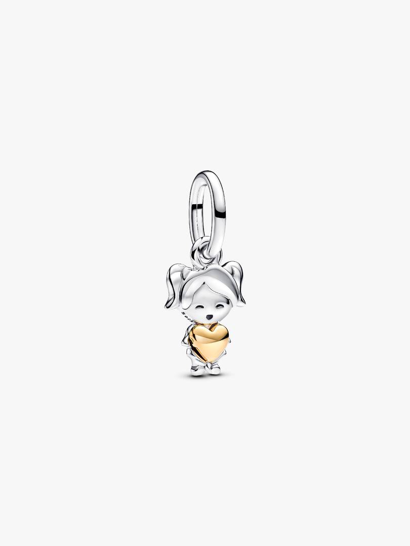 Happy Girl Dangle Charm Sterling silver, 14k gold plating