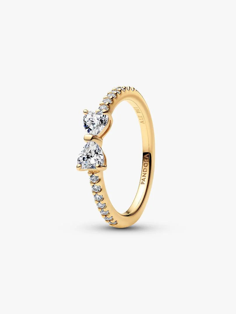 Sparkling Clear Bow Ring 14k gold plating