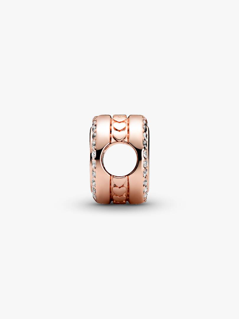 Engravable Sparkling Button Charm 14k rose gold plating