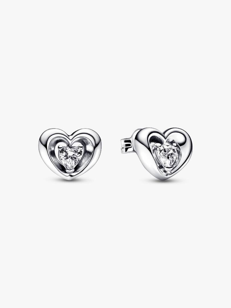FINAL SALE - Radiant Heart & Floating Stone Stud Earrings Sterling silver