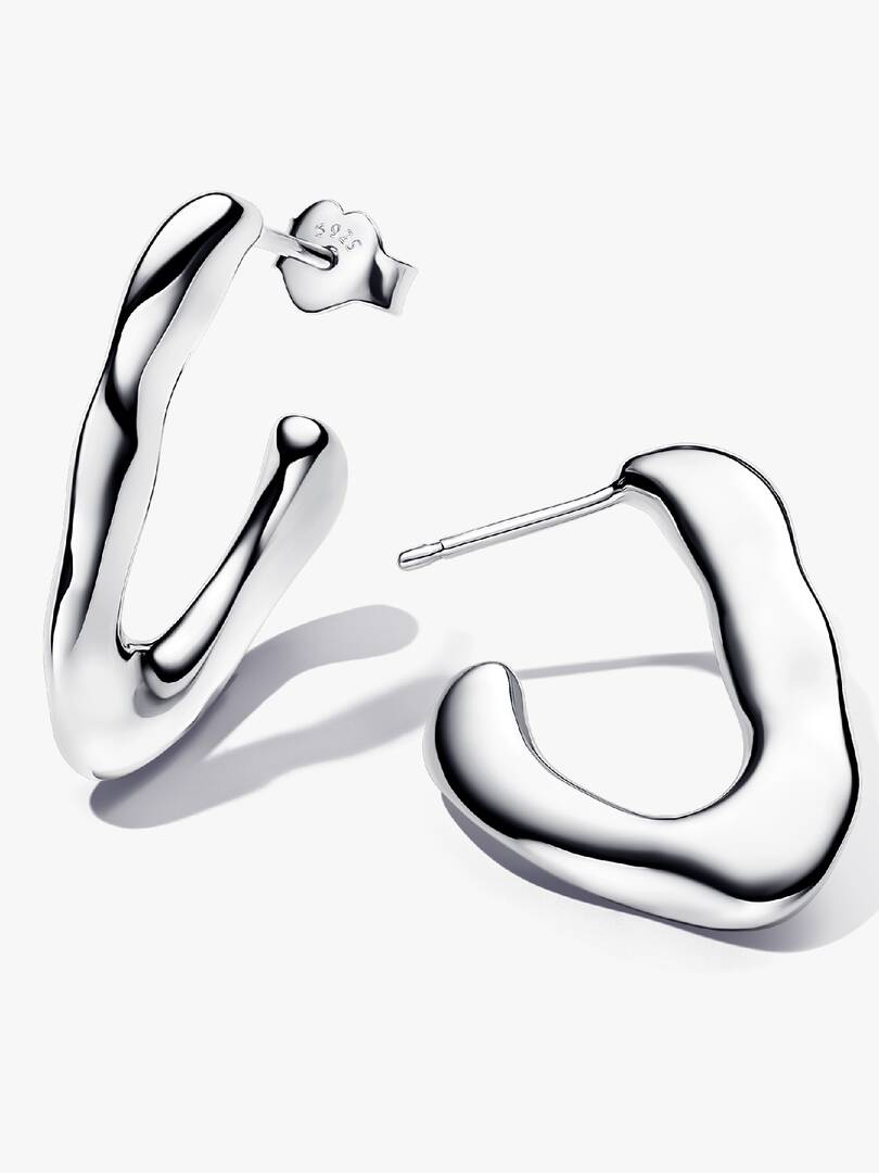 FINAL SALE - Organically V-shaped Open Hoop Earrings Sterling silver