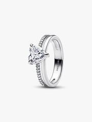 Double Band Heart Ring Sterling silver