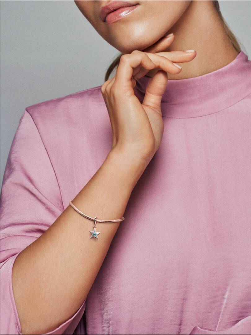 FINAL SALE - Sparkling Starfish Dangle Charm 14k rose gold plating