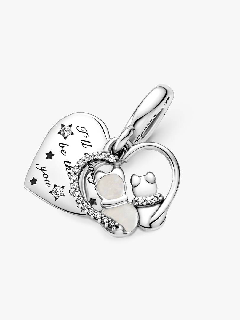 Cats & Hearts Dangle Charm Sterling silver