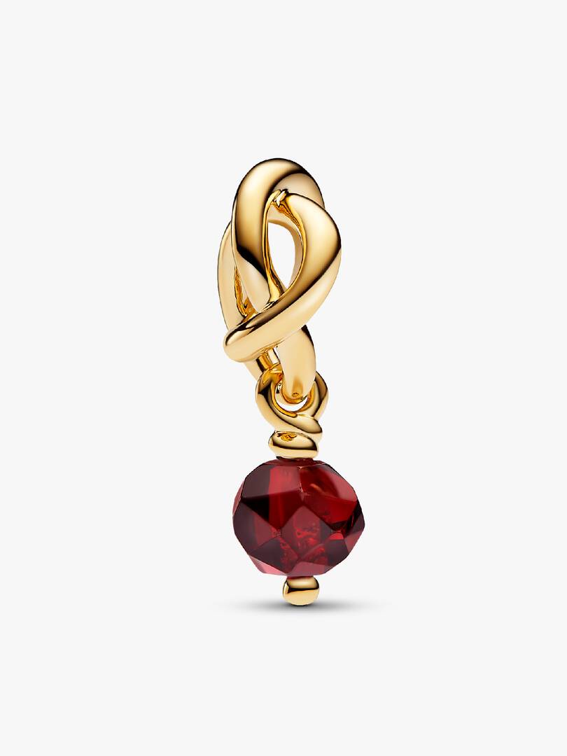 Faceted Red Eternity Circle Dangle Charm 14k gold plating