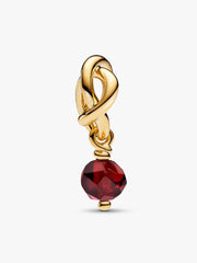 Faceted Red Eternity Circle Dangle Charm 14k gold plating
