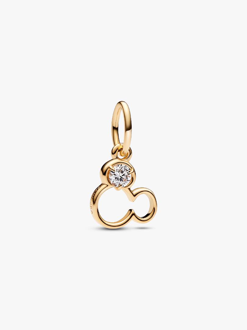 Disney Mickey Mouse Silhouette Lab-Grown Diamond Dangle Charm 0.15 ct TW, 14k gold