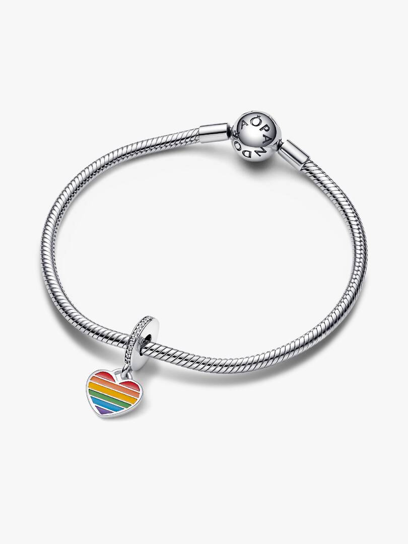Pride Rainbow Heart Dangle Charm Sterling silver