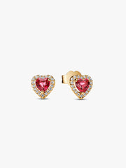 Elevated Heart Stud Earrings 14k gold plating
