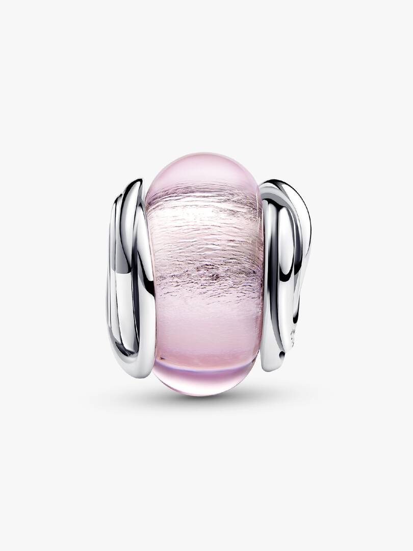 Encircled Pink Murano Glass Charm Sterling silver