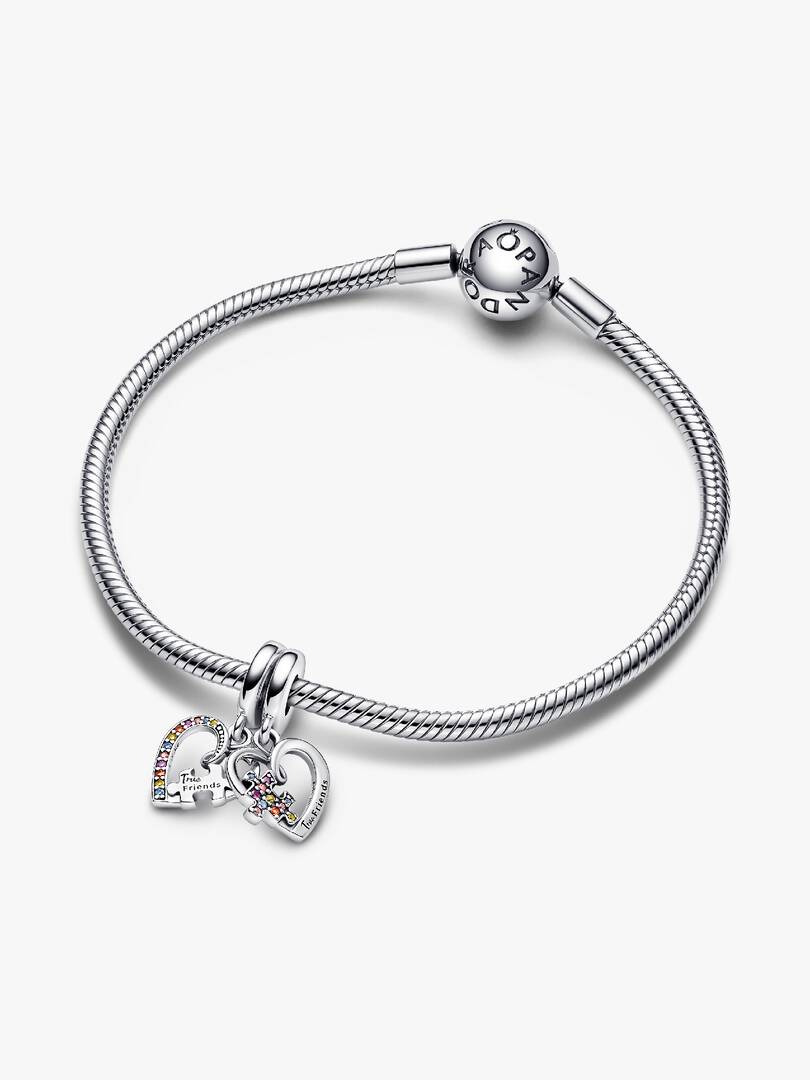 Puzzle Piece Hearts Splittable Friendship Dangle Charm Sterling silver