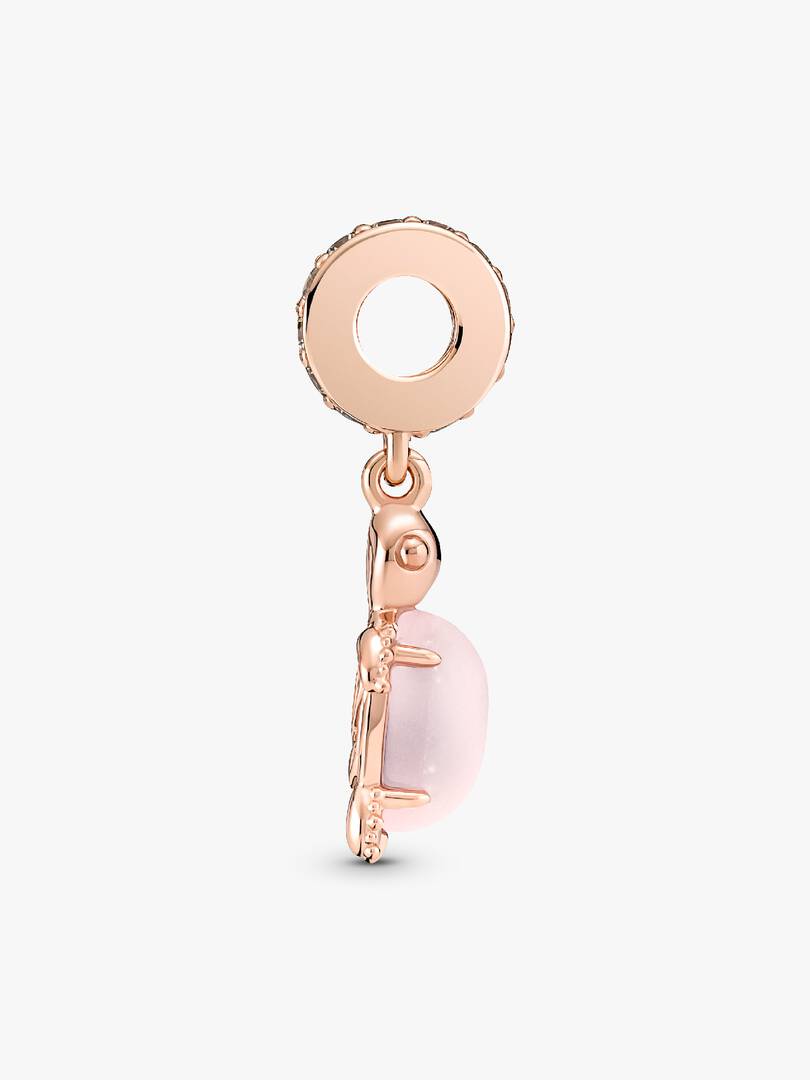 Murano Glass Pink Sea Turtle Dangle Charm 14k rose gold plating