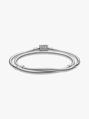 Pandora Moments Double Wrap Barrel Clasp Snake Chain Bracelet/Necklace