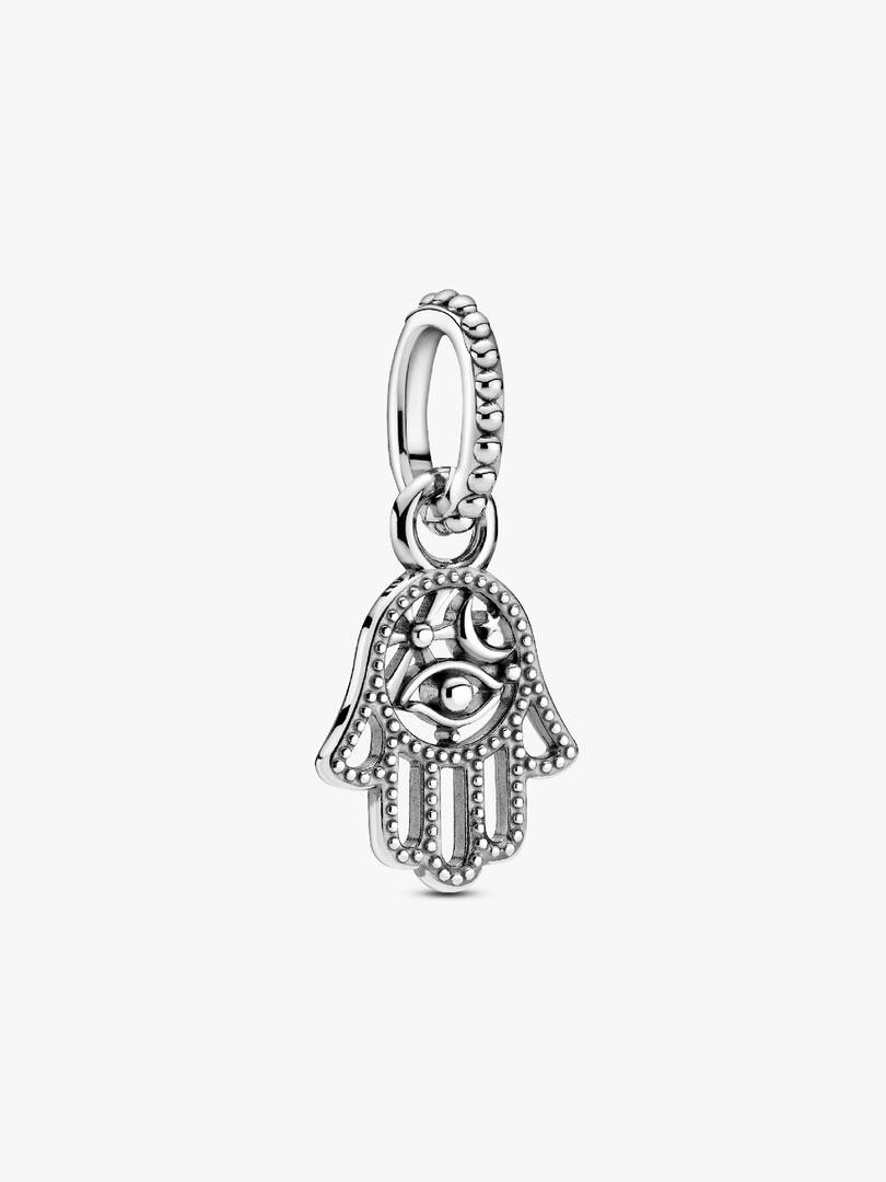 Protective Hamsa Hand Dangle Charm Sterling silver