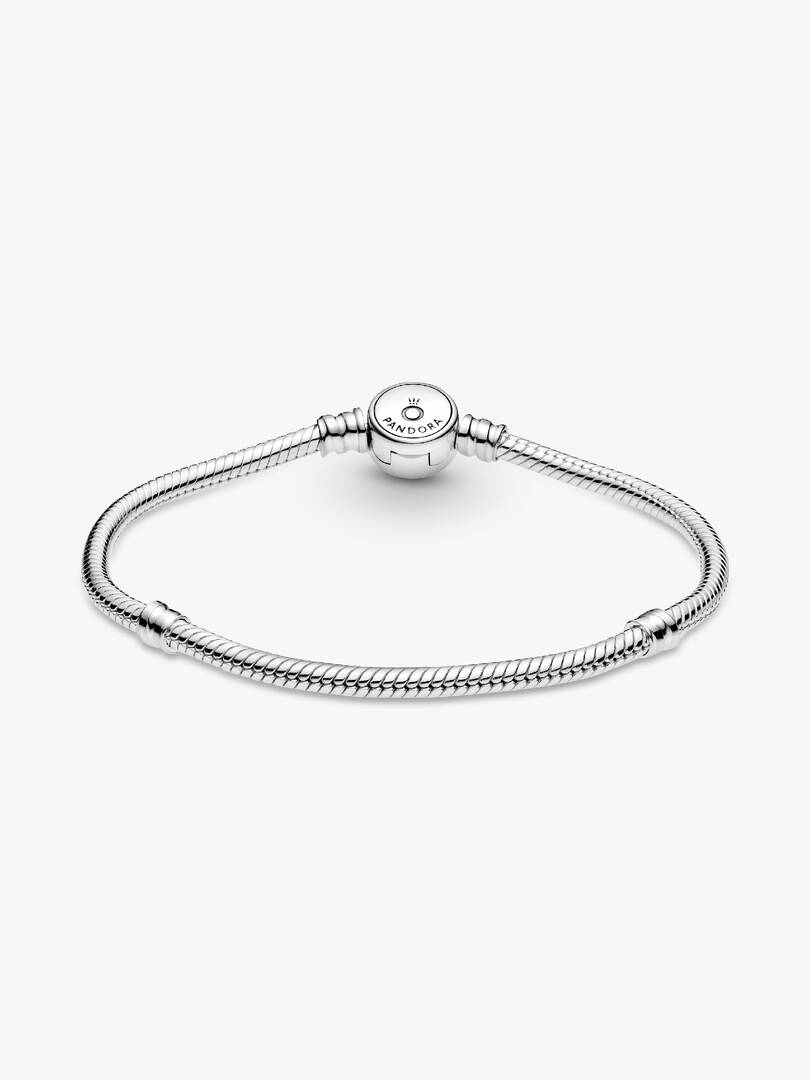 Pandora Moments Sparkling Blue Disc Clasp Snake Chain Bracelet Sterling silver