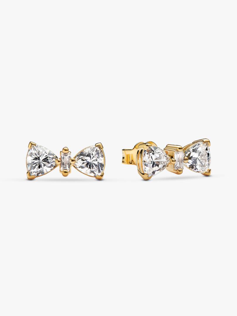 Sparkling Bow Stud Earrings 14k gold plating