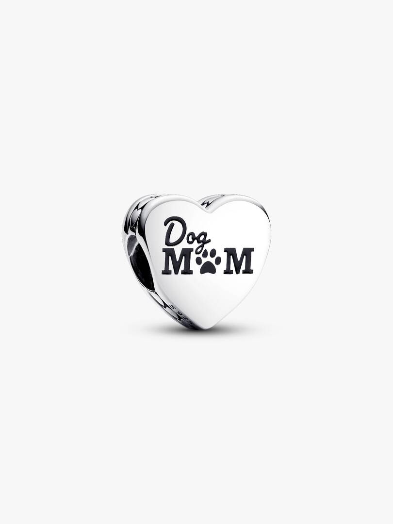 Engravable Dog Mom Heart Charm Sterling silver