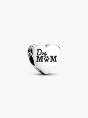 Engravable Dog Mom Heart Charm Sterling silver