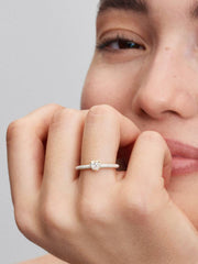 White Chakra Heart Ring 14k gold plating