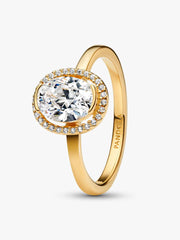 Oval Sparkling Halo Ring 14k gold plating