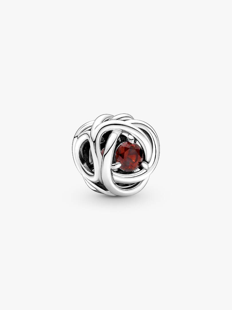 January Red Eternity Circle Charm Sterling silver