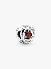 January Red Eternity Circle Charm Sterling silver