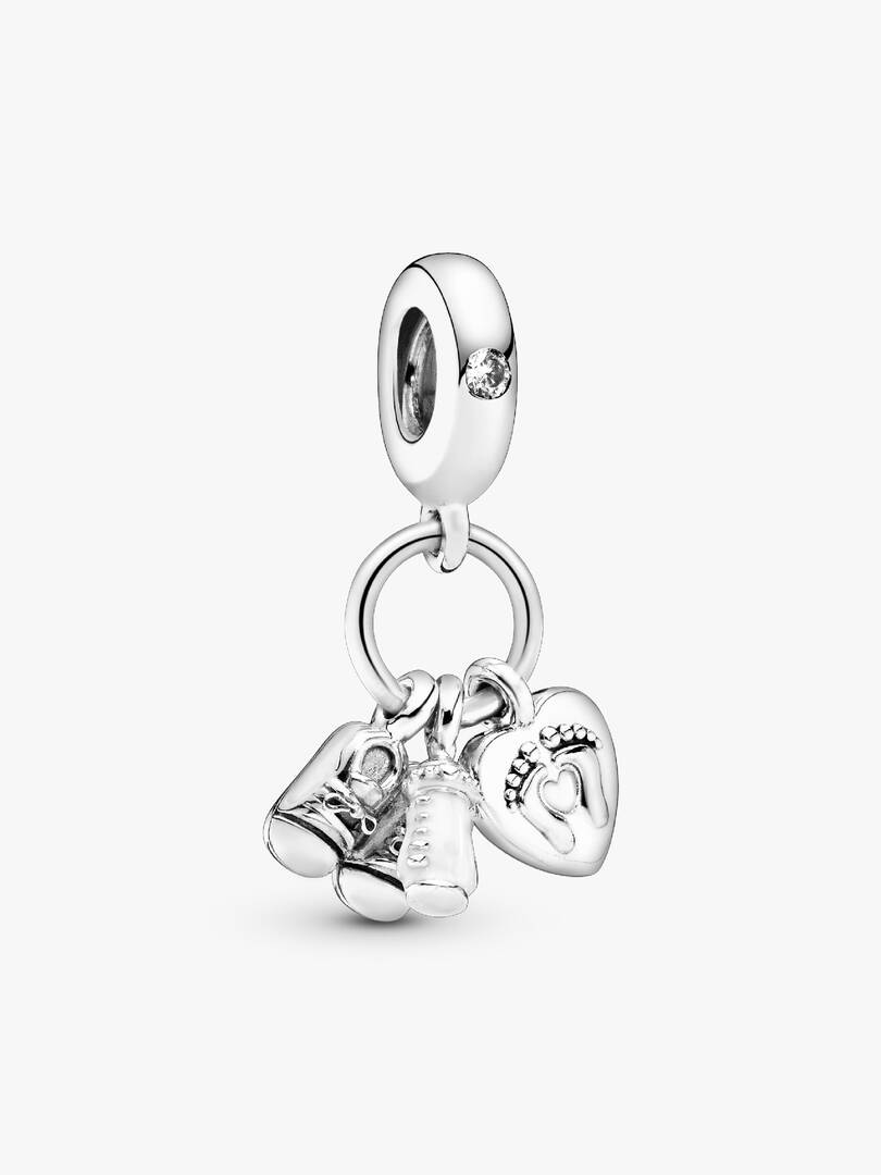 Baby Bottle and Shoes Dangle Charm Sterling silver