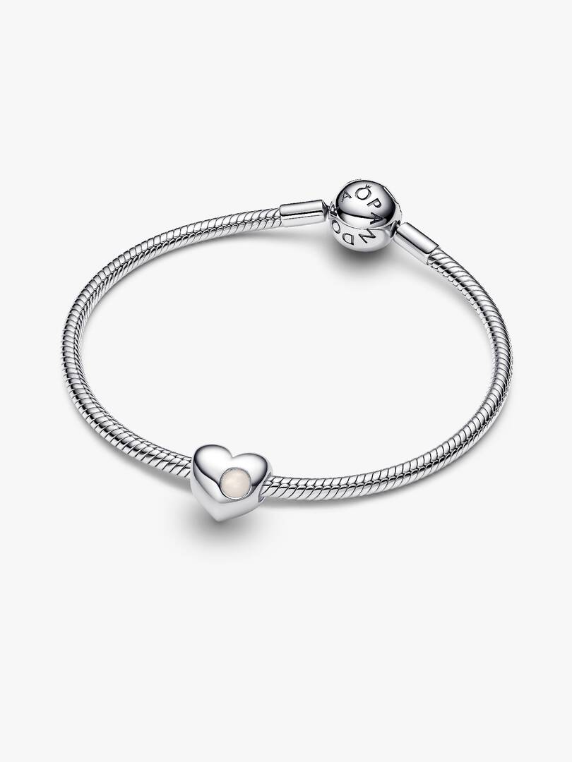 Engravable White Stone Heart Charm Sterling silver