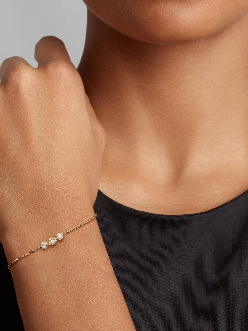 FINAL SALE - Pandora Era Bezel 14k Gold Triple Lab-grown Diamond Chain Bracelet 0.45 ct TW, 14k gold