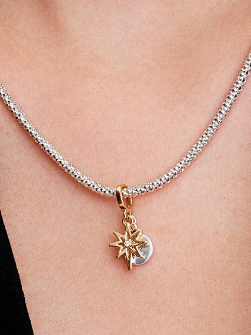 Engravable North Star Lab-grown Diamond Dangle Charm 0.009 ct TW, Sterling silver, 14k gold plating