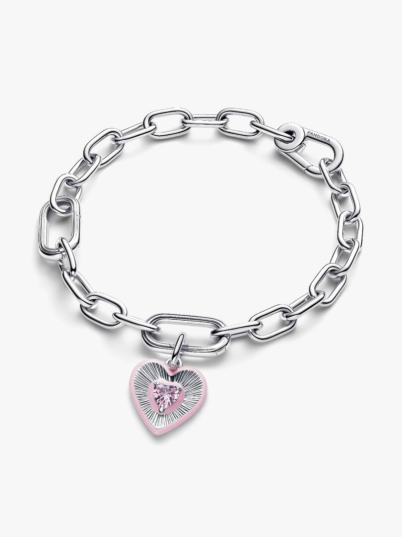 Radiating Pink Heart Medallion Charm Sterling silver