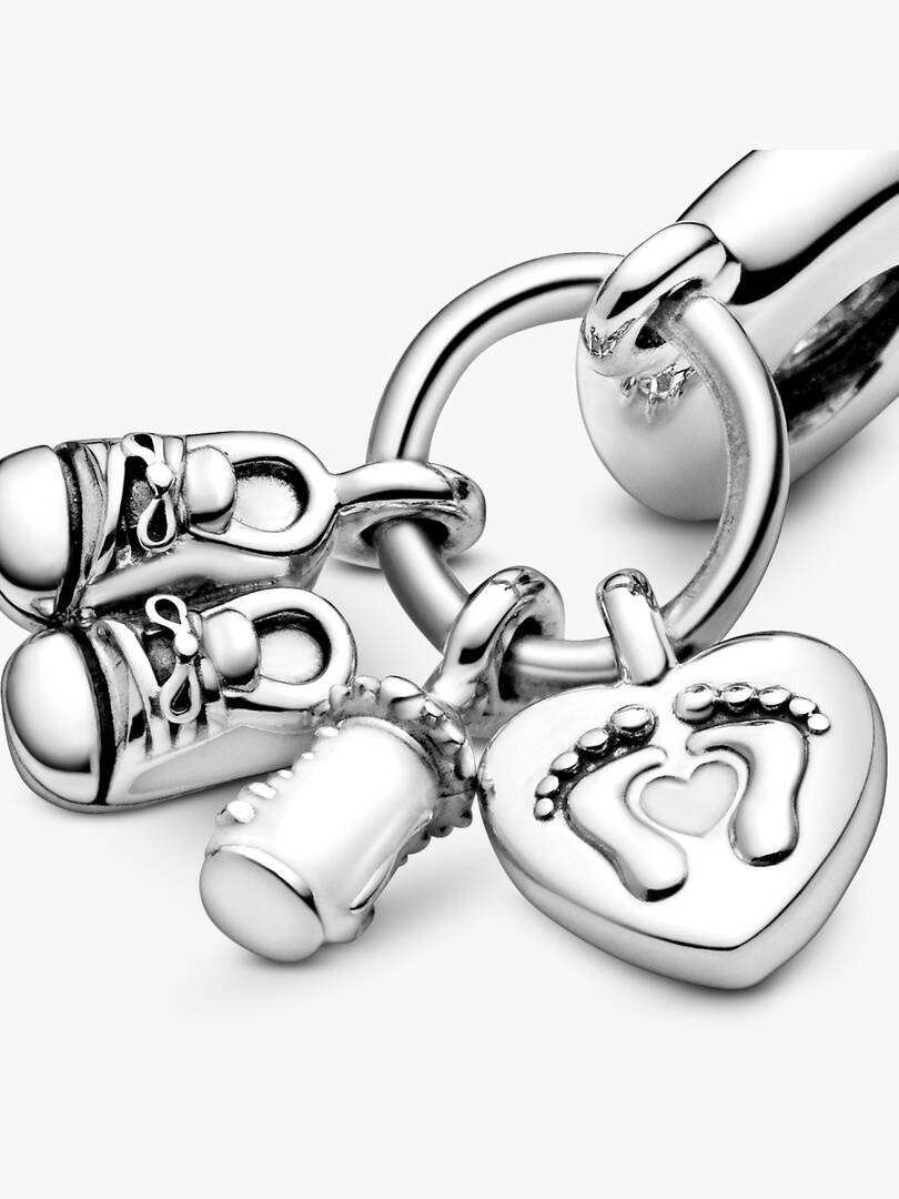 Baby Bottle and Shoes Dangle Charm Sterling silver