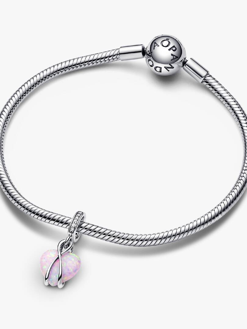 Mom Opalescent Heart Dangle Charm Sterling silver