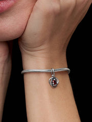 FINAL SALE - Red Eternity Circle Dangle Charm Sterling silver