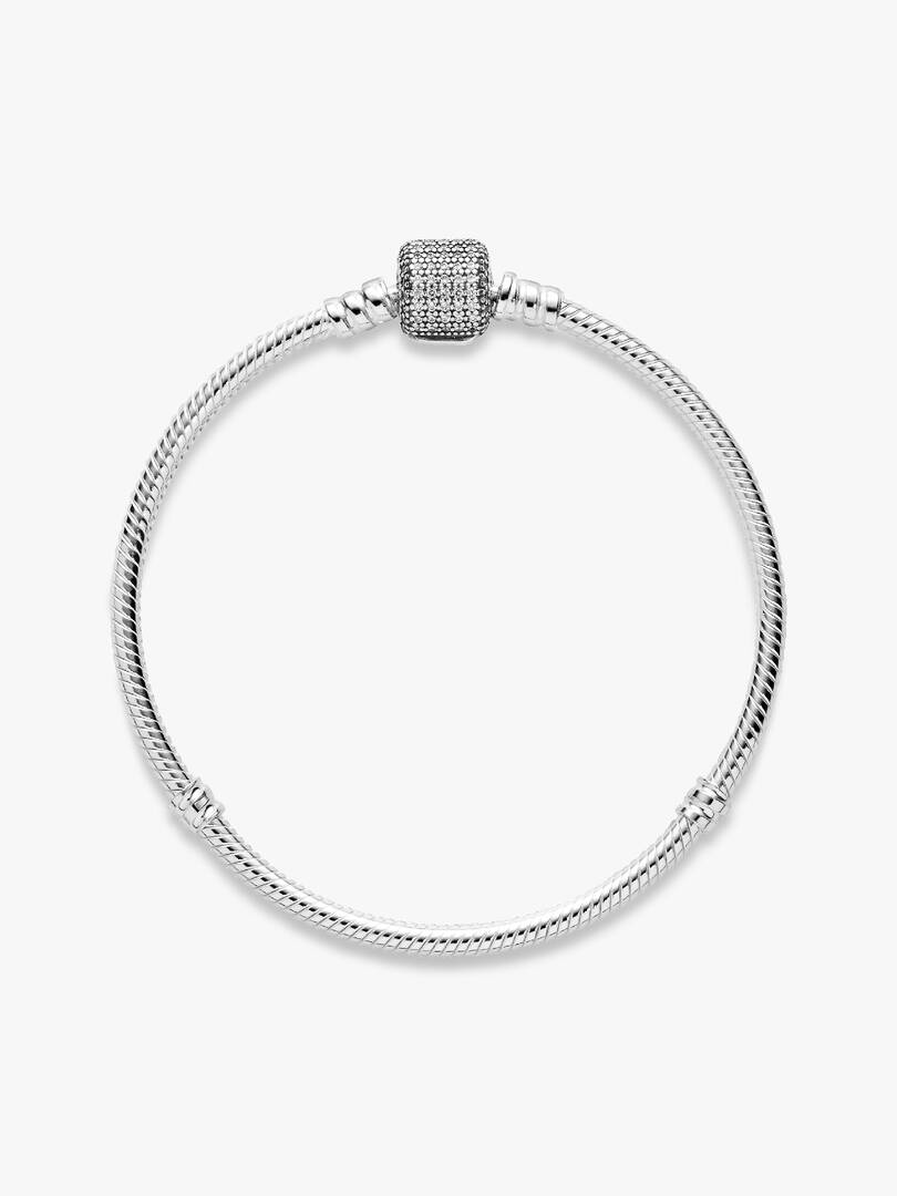 FINAL SALE - Pandora Moments Sparkling Pavé Clasp Snake Chain Bracelet Sterling silver