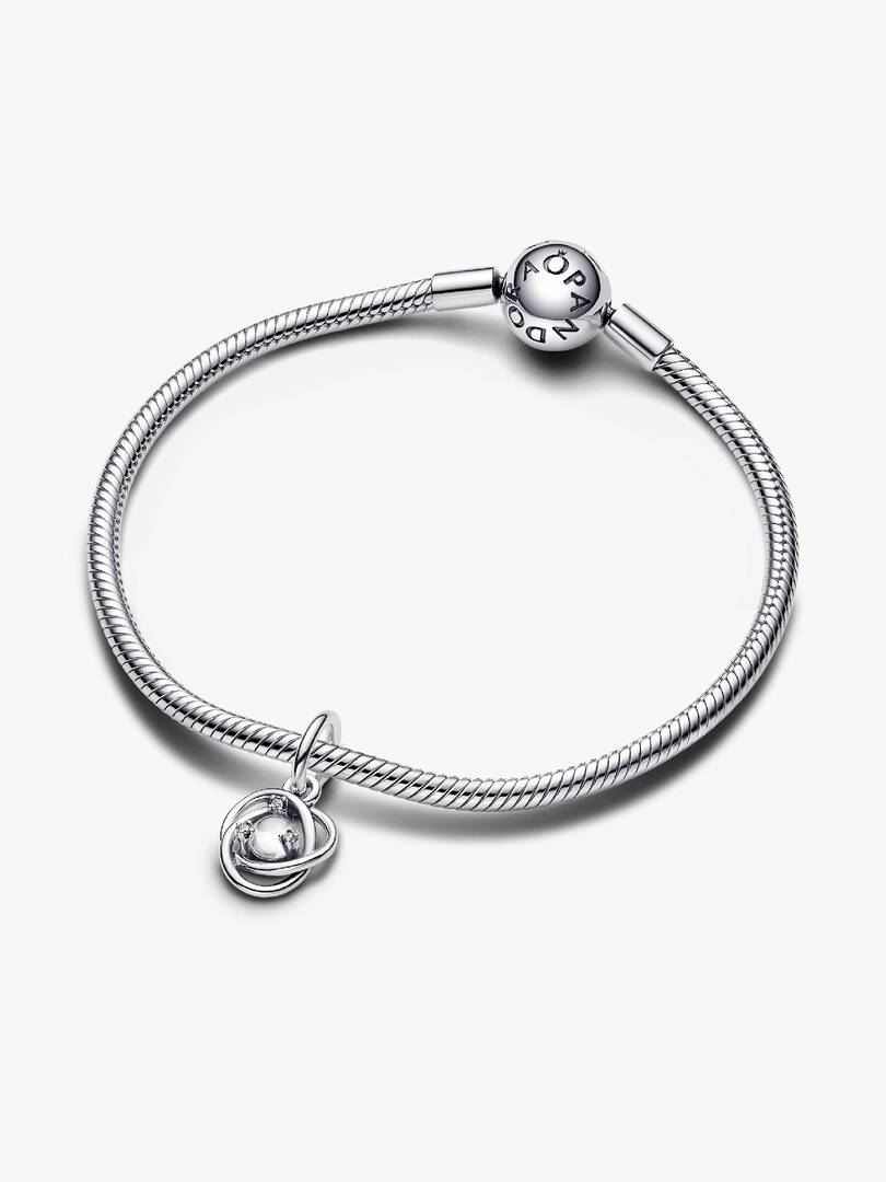 FINAL SALE - Clear Eternity Circle Dangle Charm Sterling silver