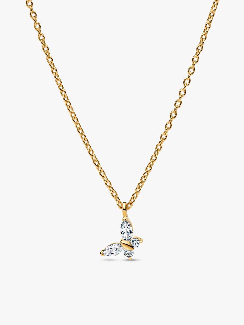 Gold-plated Sparkling Clear Butterfly Necklace and Earring Set 2 Quantity