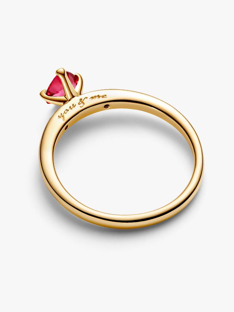 Sparkling Red Heart Ring 14k gold plating