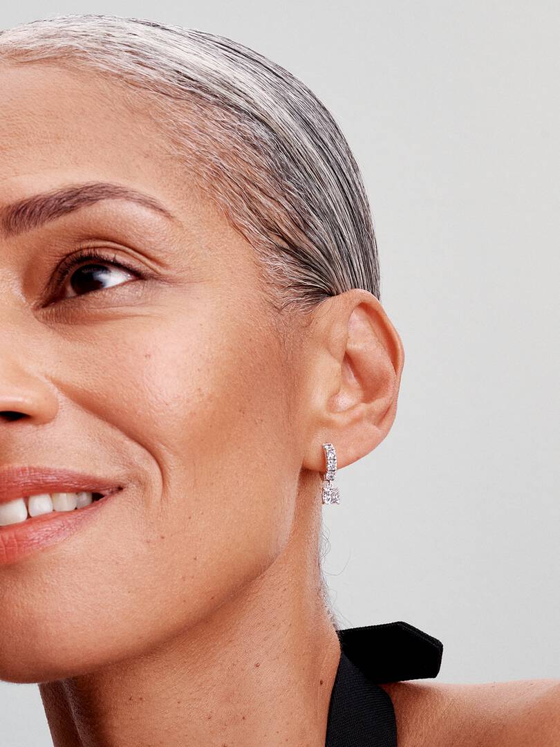 FINAL SALE - Pavé Dangle Hoop Earrings Sterling silver