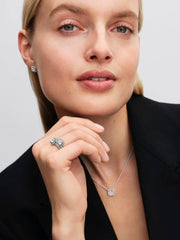 Square Sparkle Halo Stud Earrings Sterling silver
