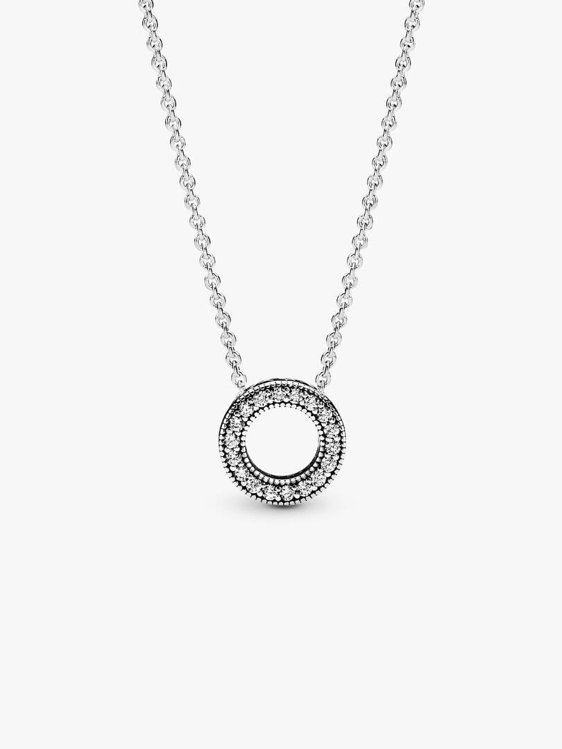 Pandora Logo Pavé Circle Collier Necklace Sterling silver