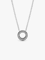 Pandora Logo Pavé Circle Collier Necklace Sterling silver