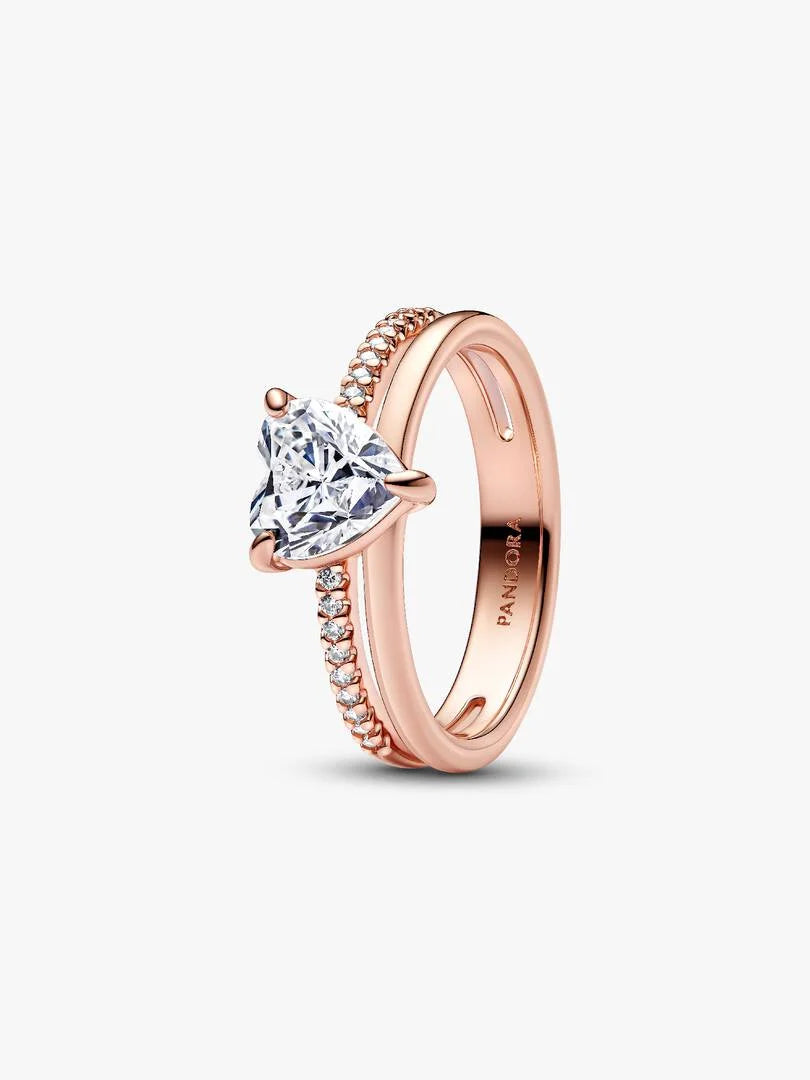 Double Band Heart Ring 14k rose gold plating