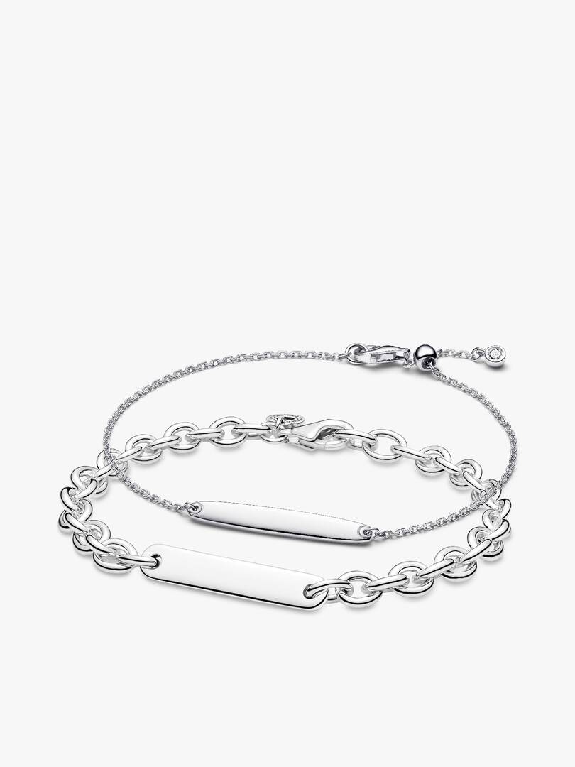 His & Hers Engravable Silver Bracelet Set 2 Quantity