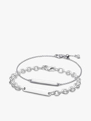 His & Hers Engravable Silver Bracelet Set 2 Quantity
