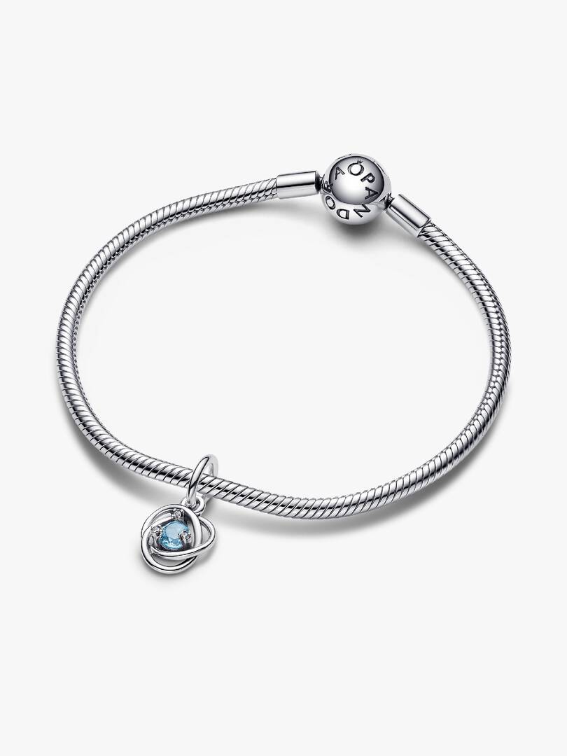 FINAL SALE - Sea Aqua Blue Eternity Circle Dangle Charm Sterling silver