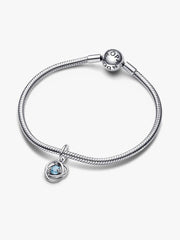 FINAL SALE - Sea Aqua Blue Eternity Circle Dangle Charm Sterling silver
