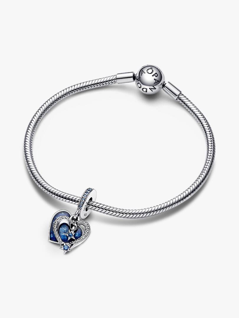 Celestial Shooting Star Heart Double Dangle Charm Sterling silver